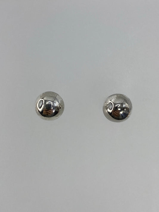 Aretes de plata 925 cartoneado minimalista, esferas lisas de 1.2 cm en par