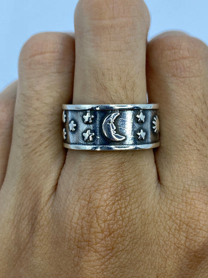 Anillo Repujado Luna y Estrellas — Plata 925 Taxco — foto 5