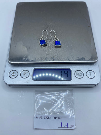 Aretes Cuadrados Opalo de Fuego Azul — Plata 925 — foto 6