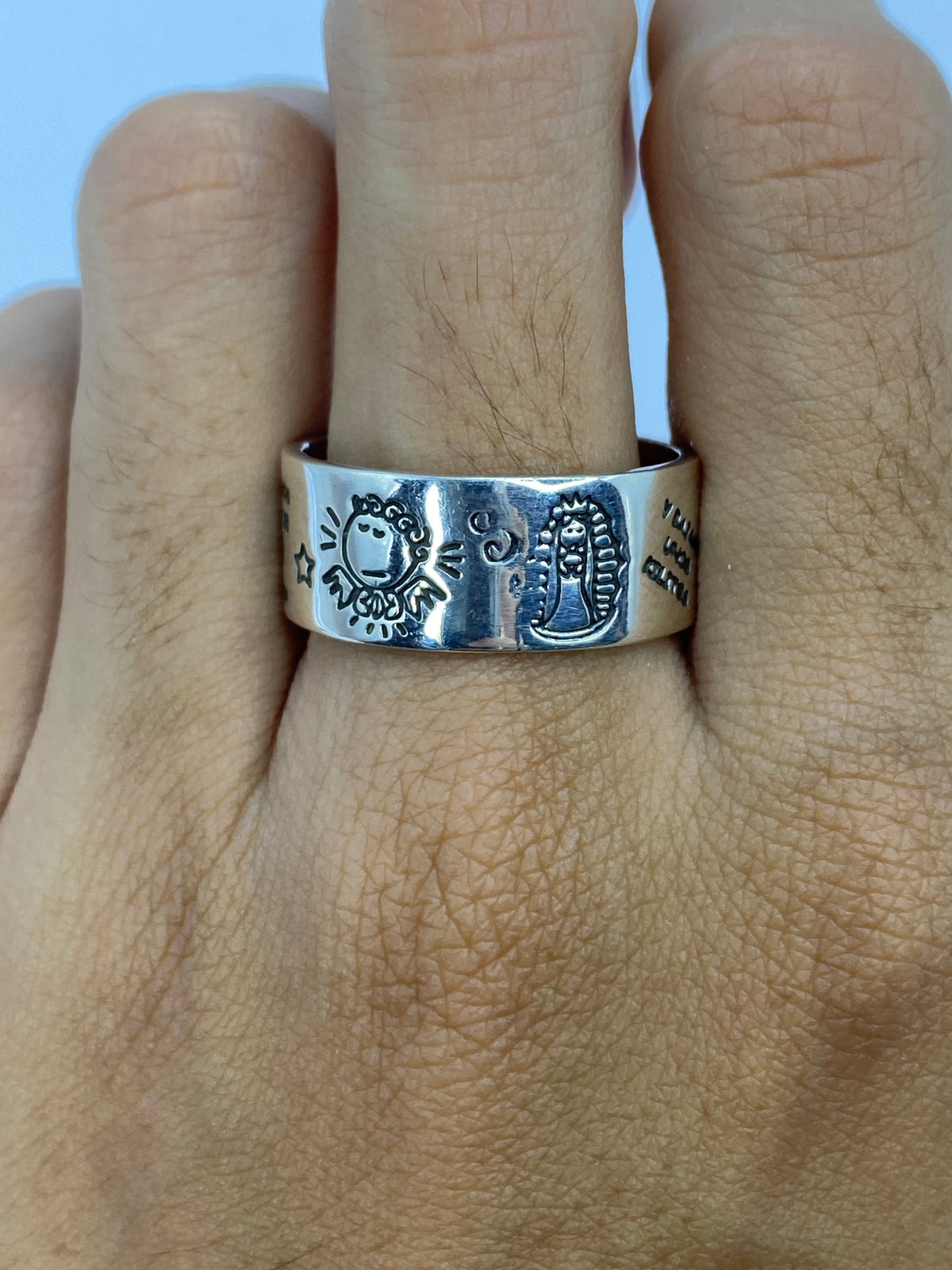 Anillo Plata Prehispánico Grabado Sol y Serpiente — foto 6