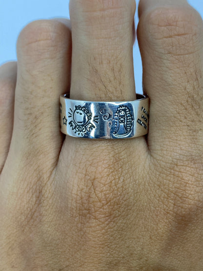 Anillo Plata Prehispánico Grabado Sol y Serpiente — foto 6