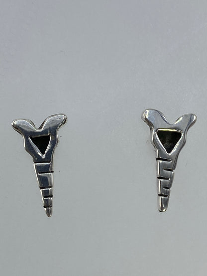 Aretes sobre fondo blanco mostrando el acabado pulido brillante
