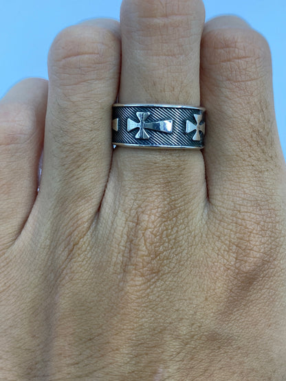 Anillo Plata Repujado Cruces Religiosas — Taxco 925 — foto 5