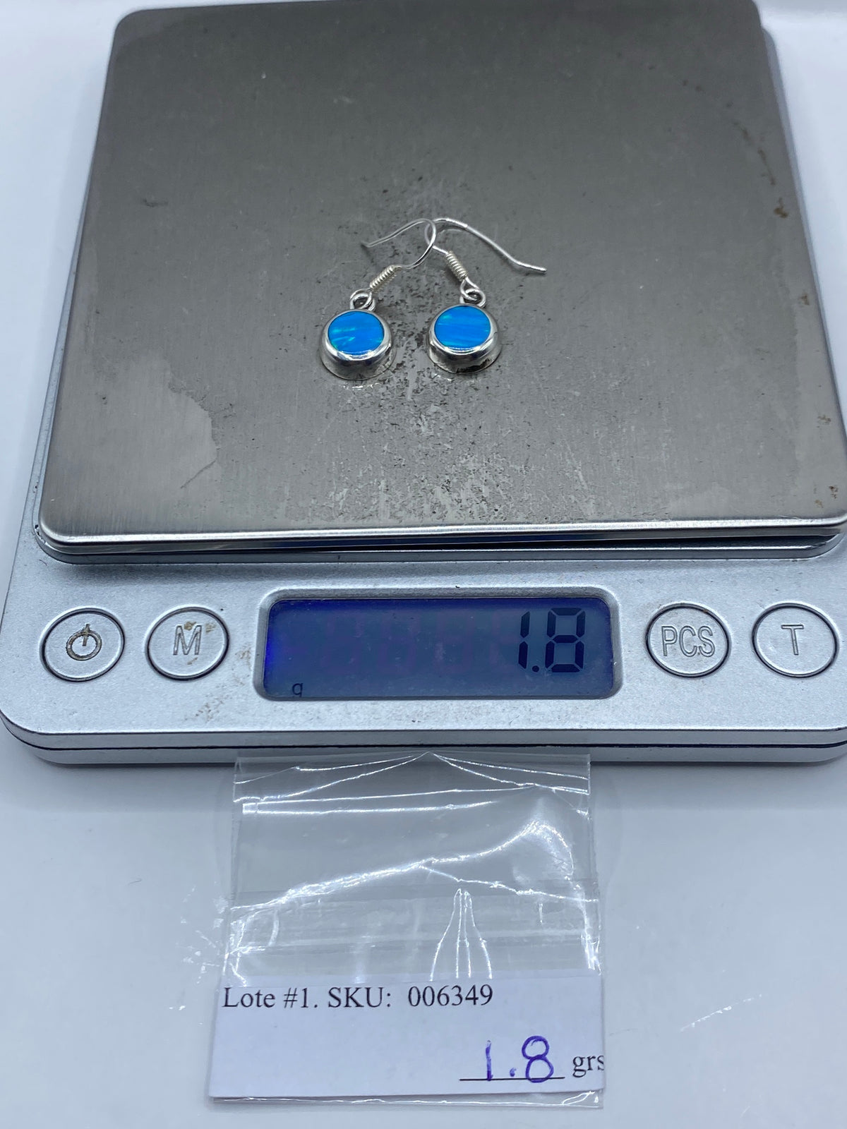 Aretes de Plata con Ópalo de Fuego Azul — Taxco 950 — foto 6
