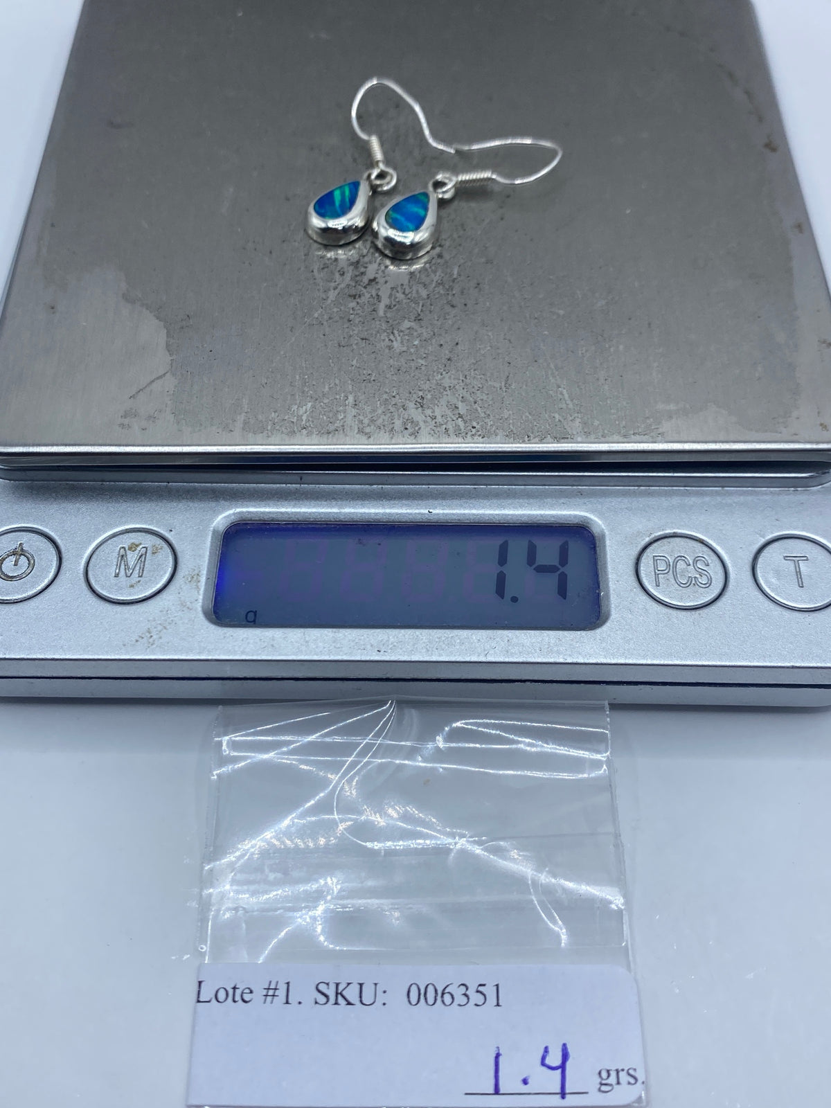 Aretes de Plata con Ópalo de Fuego Azul — Taxco 925 — foto 6