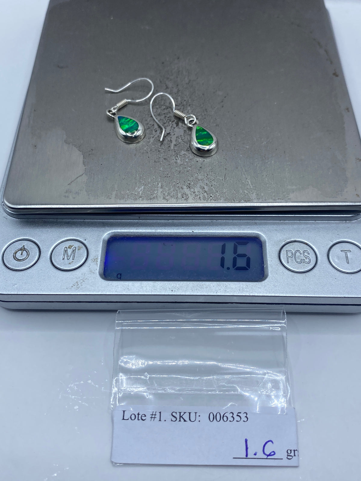 Aretes Plata Ópalo de Fuego Verde — Taxco 950 — foto 6