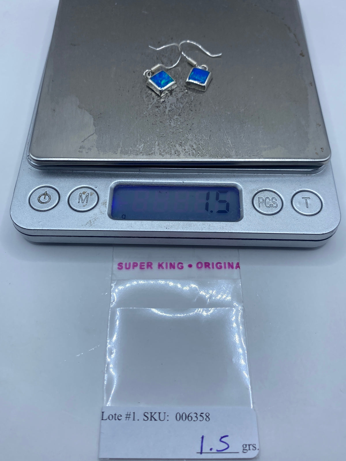 Aretes de Plata con Ópalo de Fuego Azul — Taxco 950 — foto 6