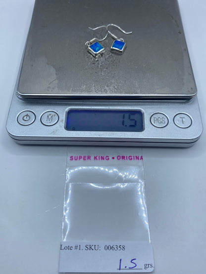 Aretes de Plata con Ópalo de Fuego Azul — Taxco 950 — foto 6