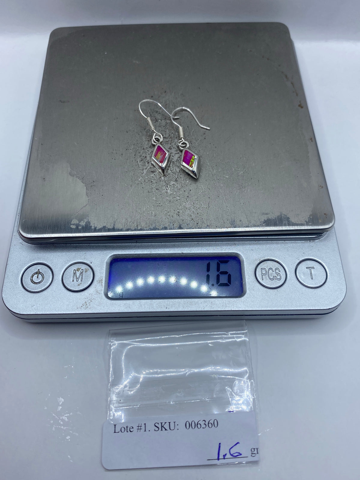 Aretes de Plata con Opalo de Fuego Rosa — Taxco — foto 6