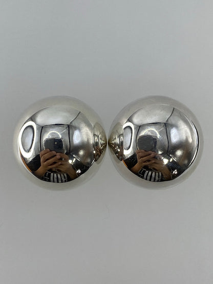Par de aretes esféricos de plata 925 cartoneado, pulidos y espejados