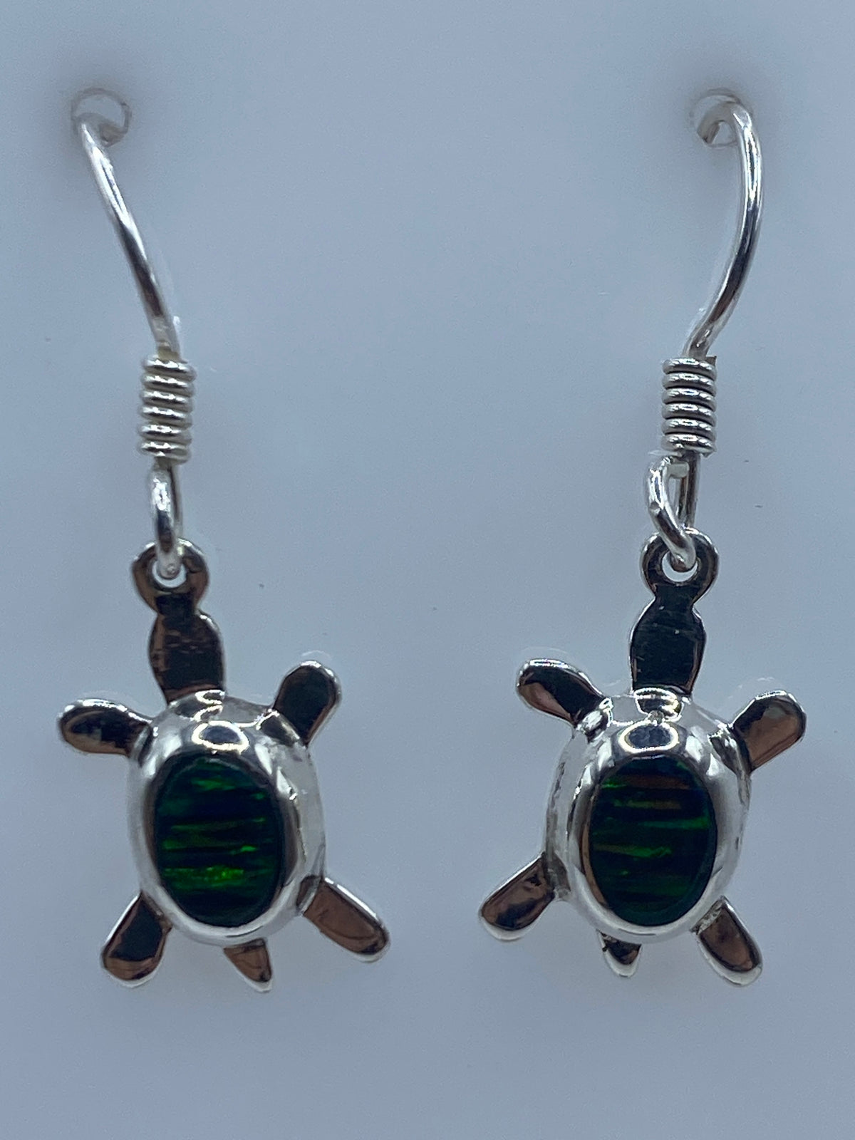 Aretes tortuga vistos de frente mostrando el Quinto 925