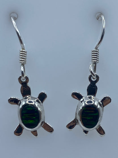 Aretes tortuga vistos de frente mostrando el Quinto 925