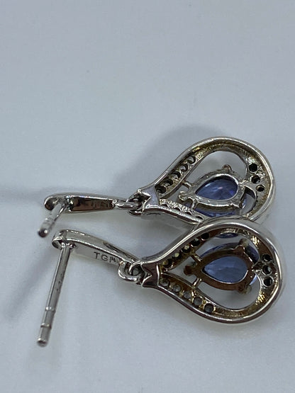 Aretes de Plata Gota con Circonia Azul — Taxco 925 — foto 5