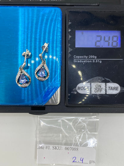 Aretes de Plata Gota con Circonia Azul — Taxco 925 — foto 6