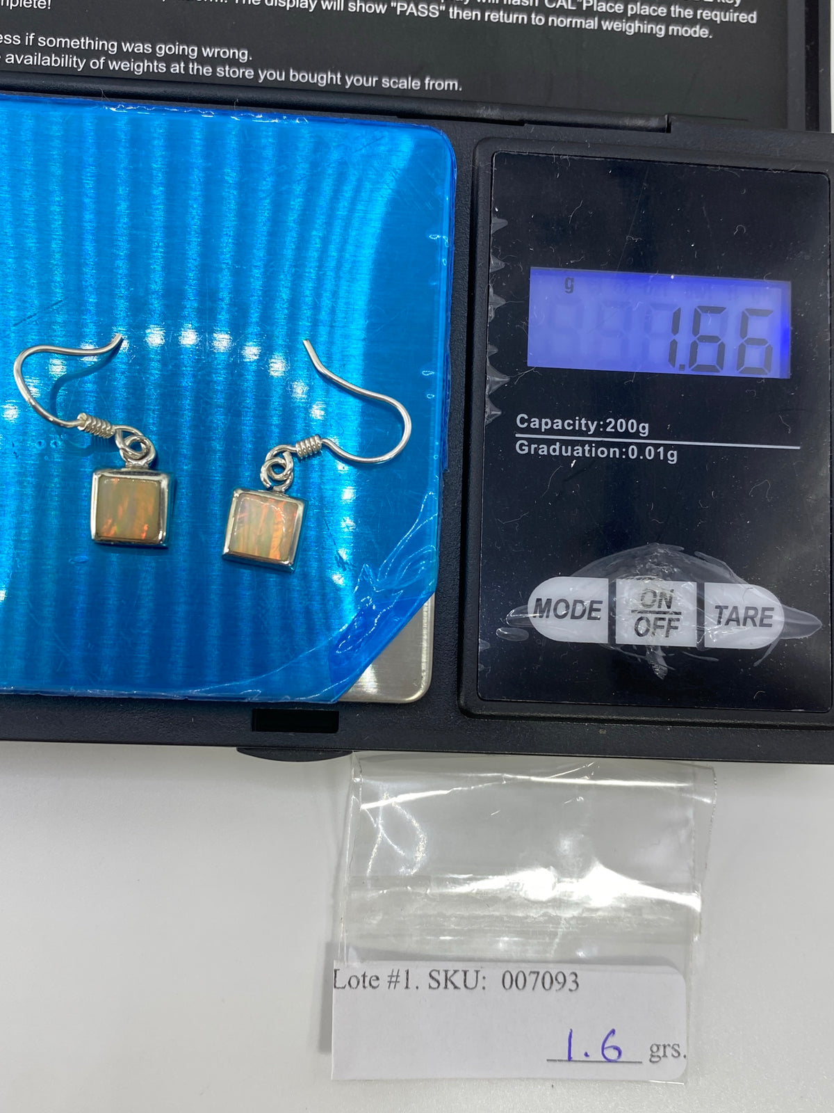 Aretes Plata Opalo de Fuego Cuadrados — Taxco 925 — foto 6