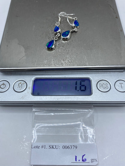 Aretes de Plata con Opalo de Fuego Azul — Taxco 925 — foto 6