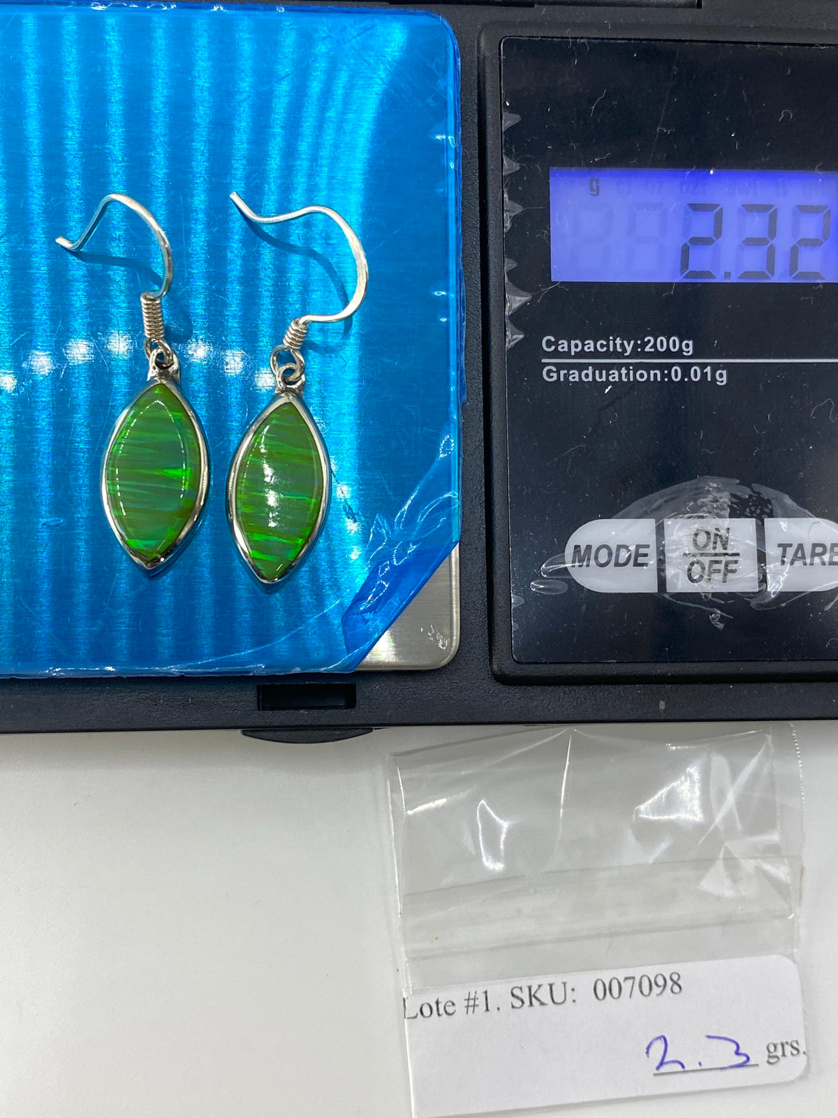 Aretes de Plata con Ópalo de Fuego Verde — Taxco 925 — foto 6