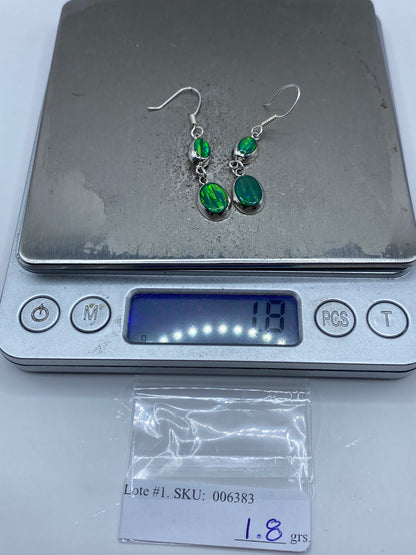 Aretes Plata Opalo de Fuego Verde Limón — Taxco 925 — foto 6