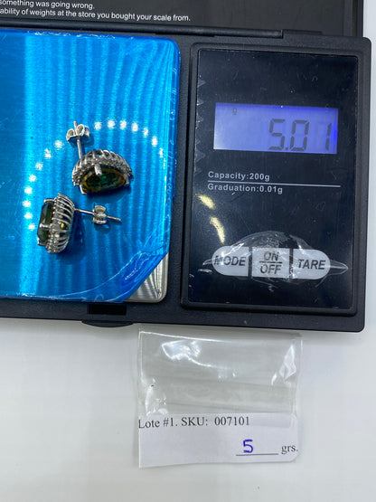 Aretes Plata 925 Circonia Verde Olivo — Taxco — foto 6