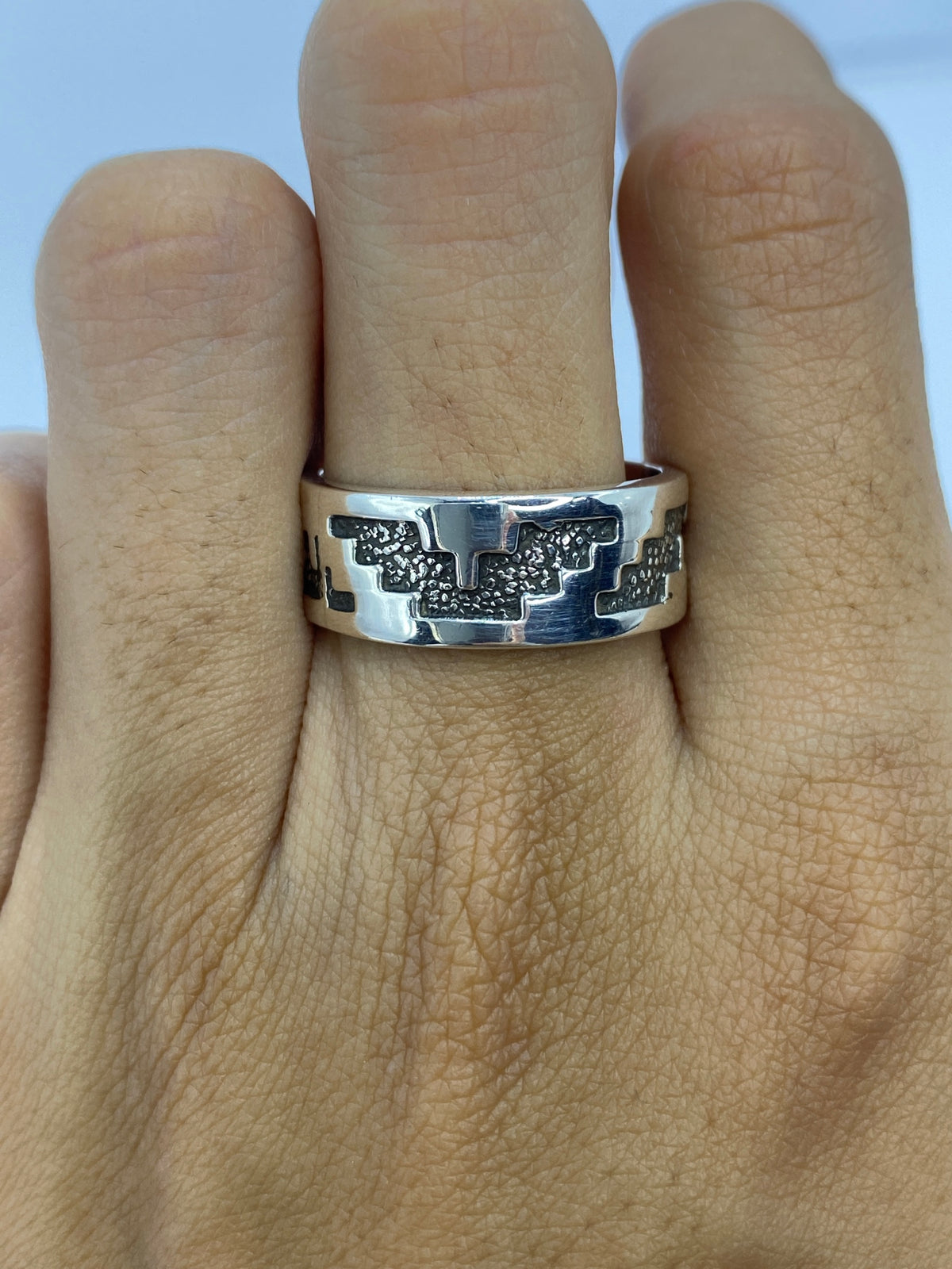 Anillo Repujado Geométrico — Plata 925 Taxco — foto 5