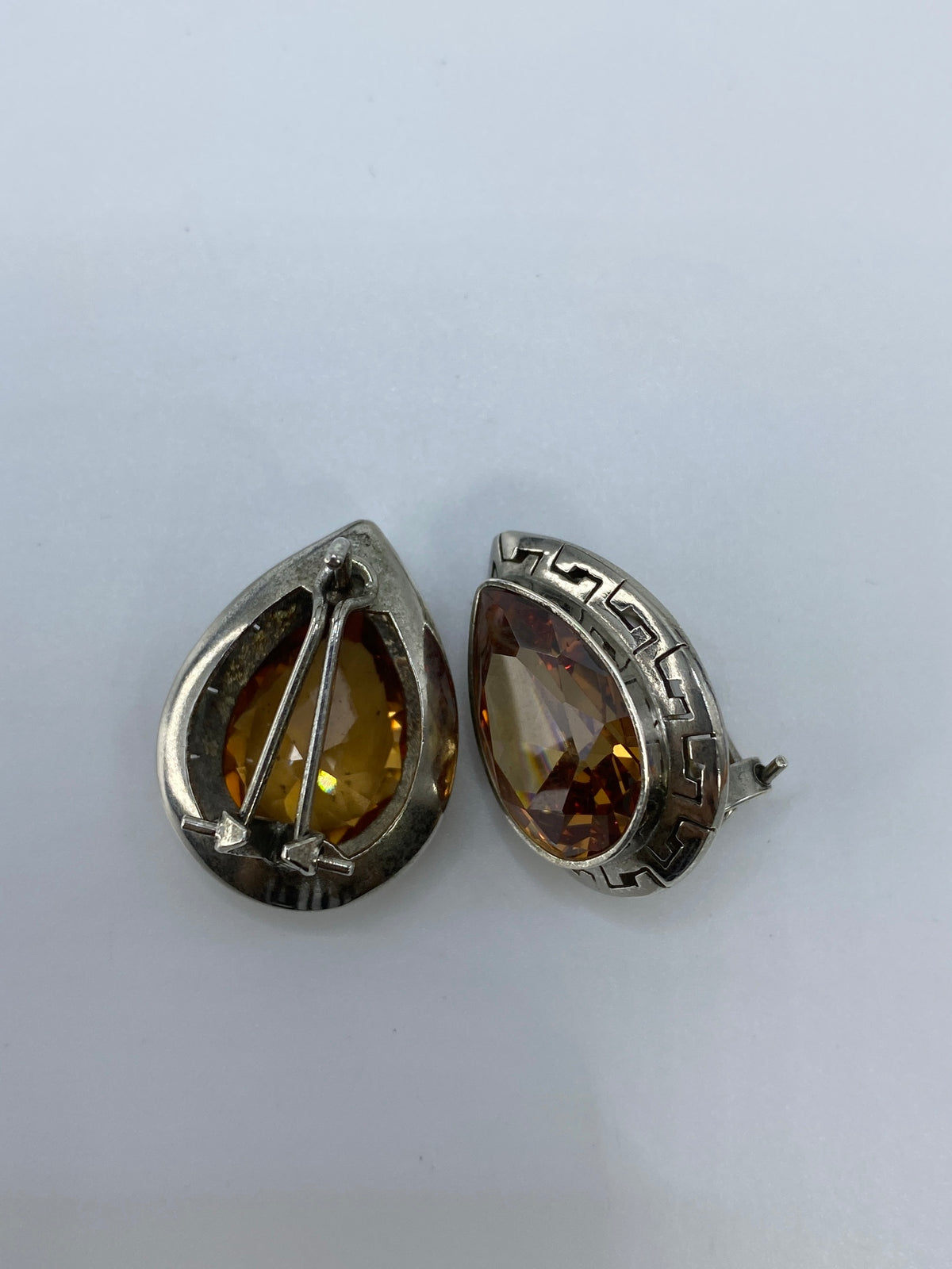 Aretes Plata Circonia Naranja — Diseño Gota Taxco — foto 5
