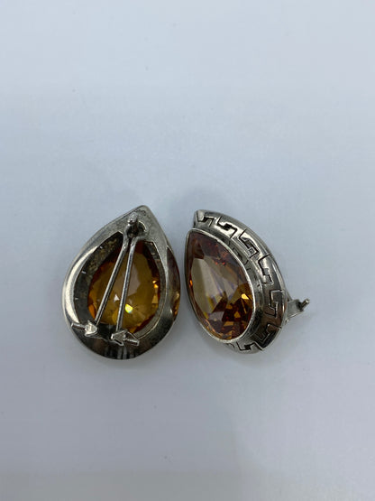 Aretes Plata Circonia Naranja — Diseño Gota Taxco — foto 5