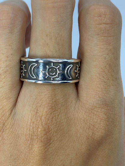 Anillo Plata Repujado Sol y Luna — Taxco 925 — foto 5