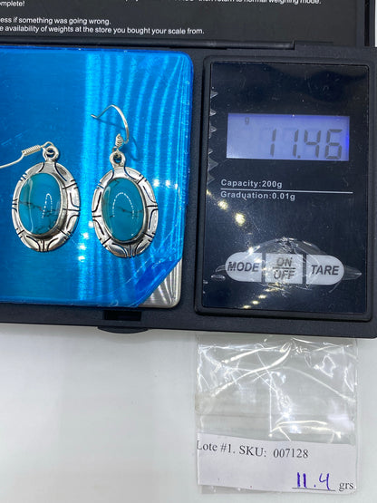 Aretes de Plata Turquesa — Diseño Oval Taxco 925 — foto 6