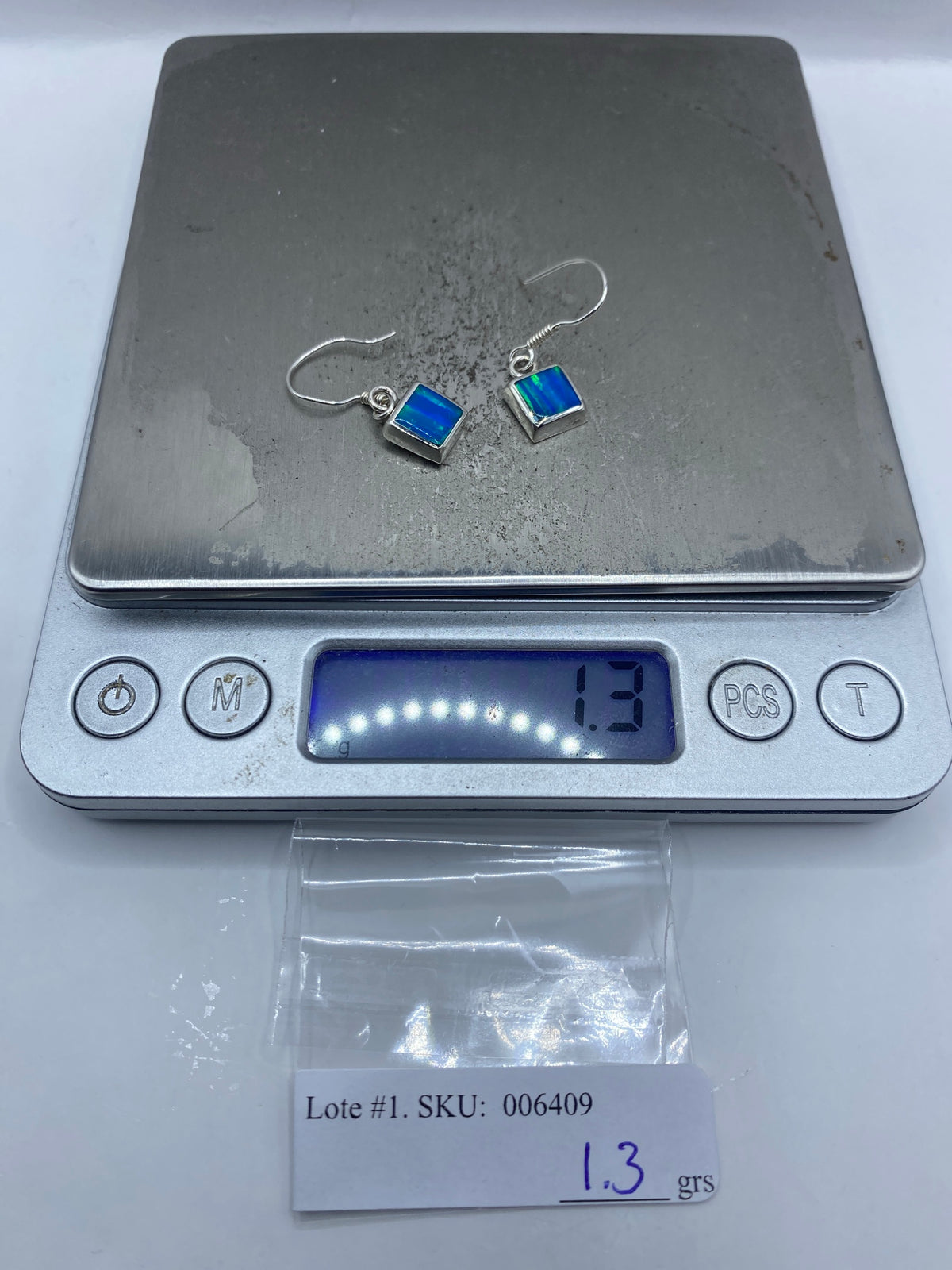 Aretes Plata Ópalo de Fuego Azul — 2.5 cm — foto 6