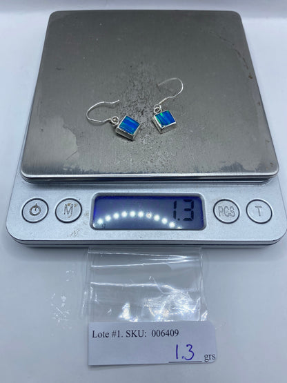 Aretes Plata Ópalo de Fuego Azul — 2.5 cm — foto 6