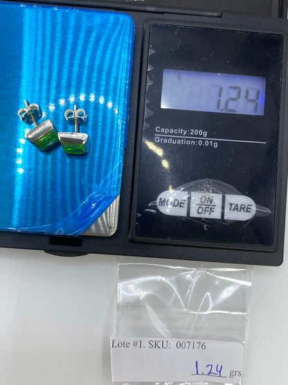 Aretes Plata Ópalo de Fuego Verde — Taxco 925 — foto 6