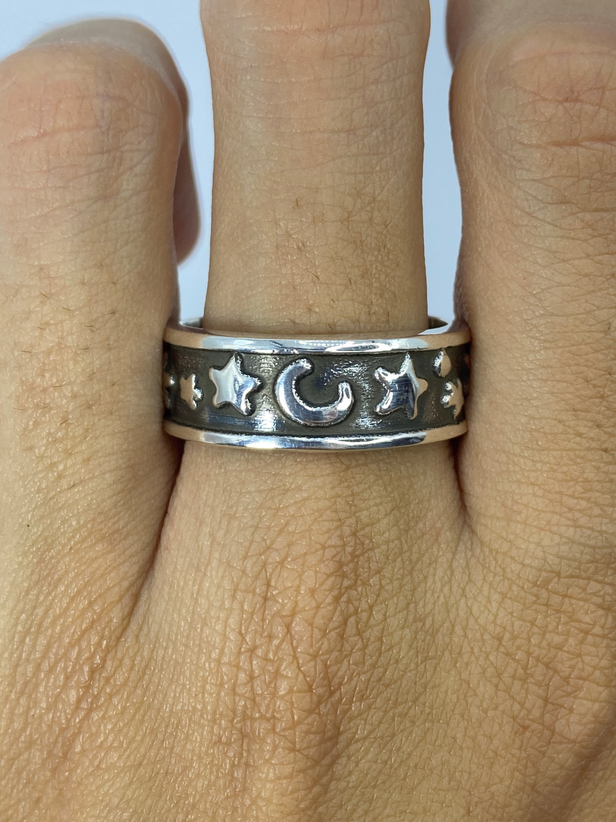 Anillo Repujado Lunas y Estrellas — Plata 925 Taxco — foto 5