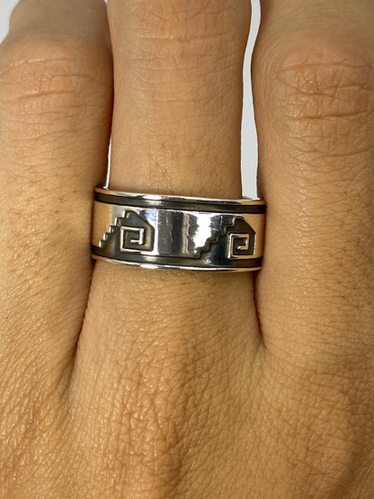 Anillo Repujado Geométrico Prehispánico — Taxco 925 — foto 5