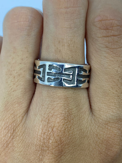 Anillo Repujado Geométrico Prehispánico — Plata 925 Taxco — foto 5