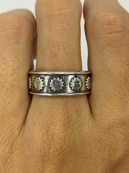 Anillo de Plata Repujado Sol Prehispánico — Taxco 925 — foto 5