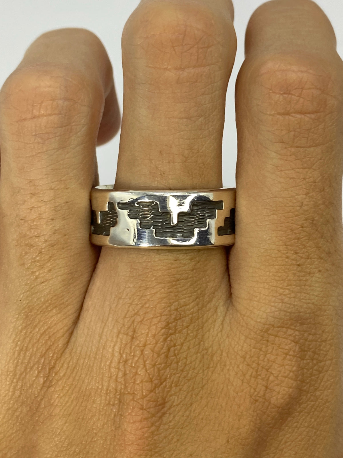 Anillo Repujado Prehispánico — Plata 925 Taxco — foto 5