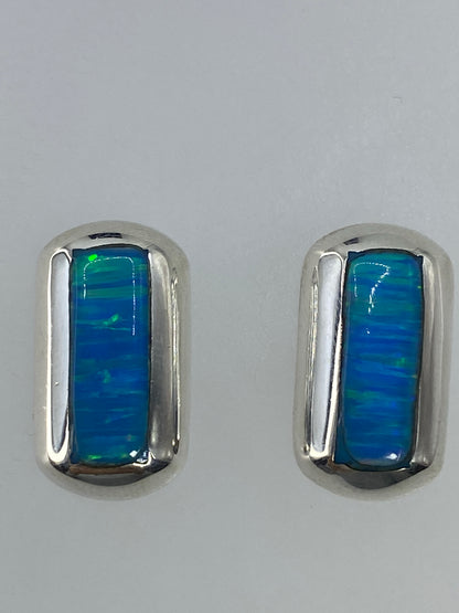 Par de aretes de plata 925 con ópalo de fuego verde limón brillante
