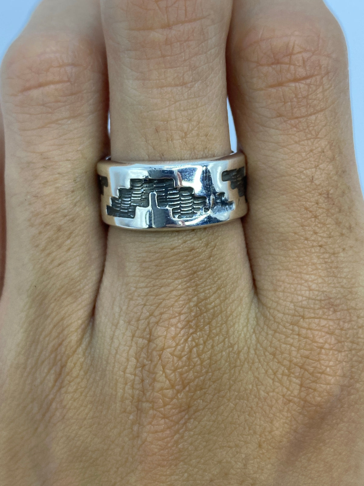Anillo de Plata Repujado Geométrico Prehispánico — Taxco 925 — foto 5