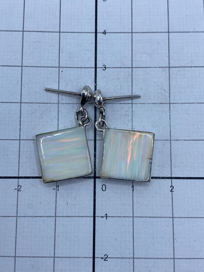 Aretes de plata taxco con ópalo de fuego en estuche, listos para regalo