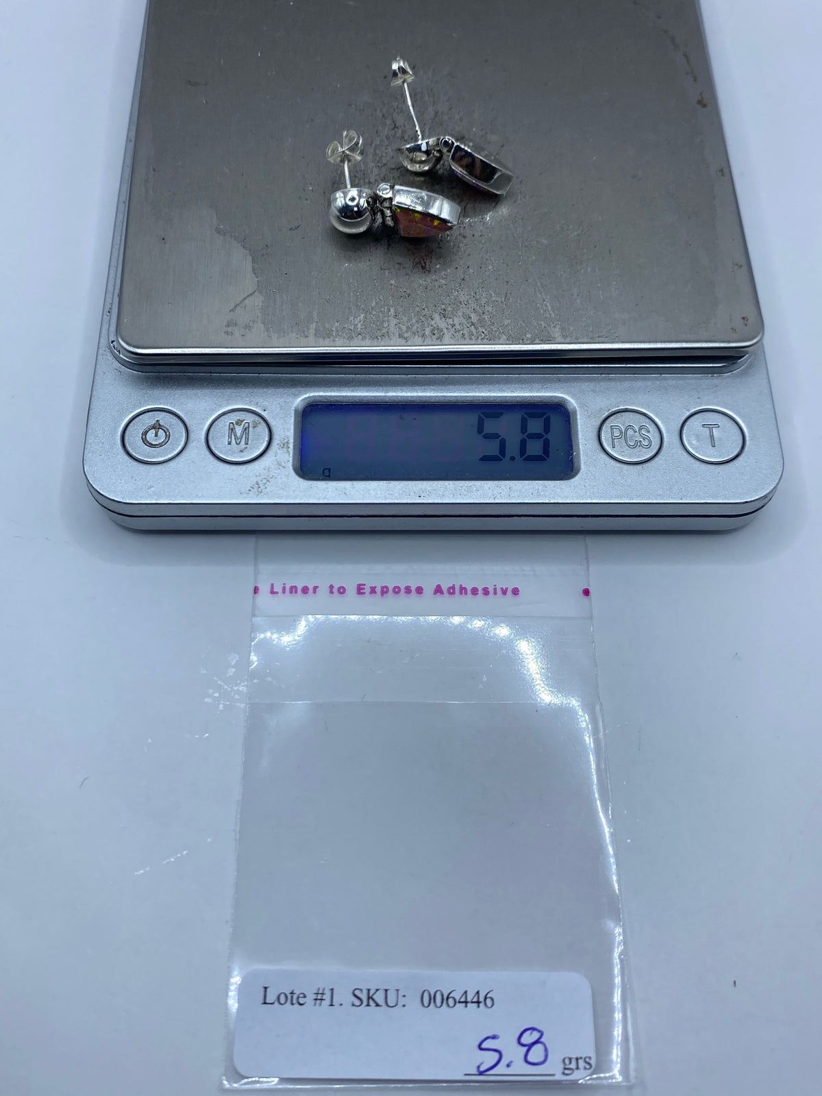 Aretes de Plata 950 con Ópalo de Fuego Rosa — Taxco — foto 6