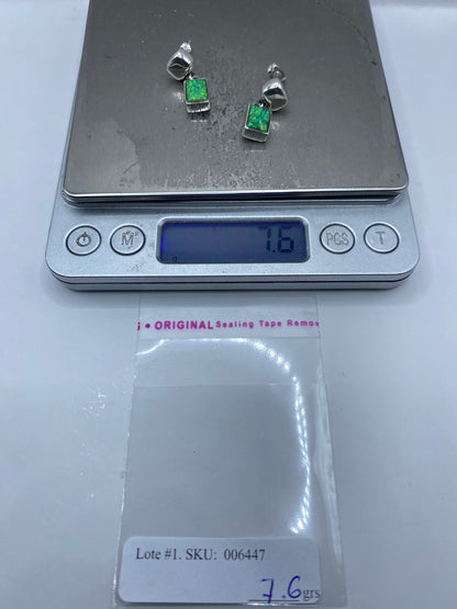 Aretes de Plata 950 con Ópalo de Fuego Verde — Taxco — foto 6