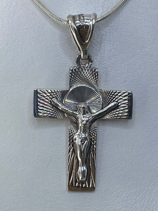Dije de plata 925 en cartoneado con Cristo radiante rodeado de alas, 4 cm de altura