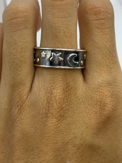 Anillo de Plata Repujado Luna y Estrellas — Taxco 925 — foto 5