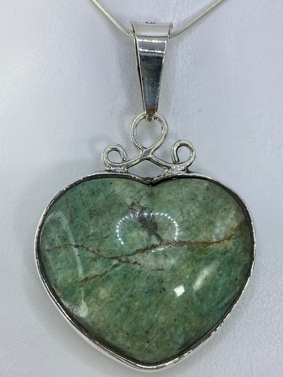 Dije de Plata 950 Corazón con Piedra Verde Olivo — foto 3