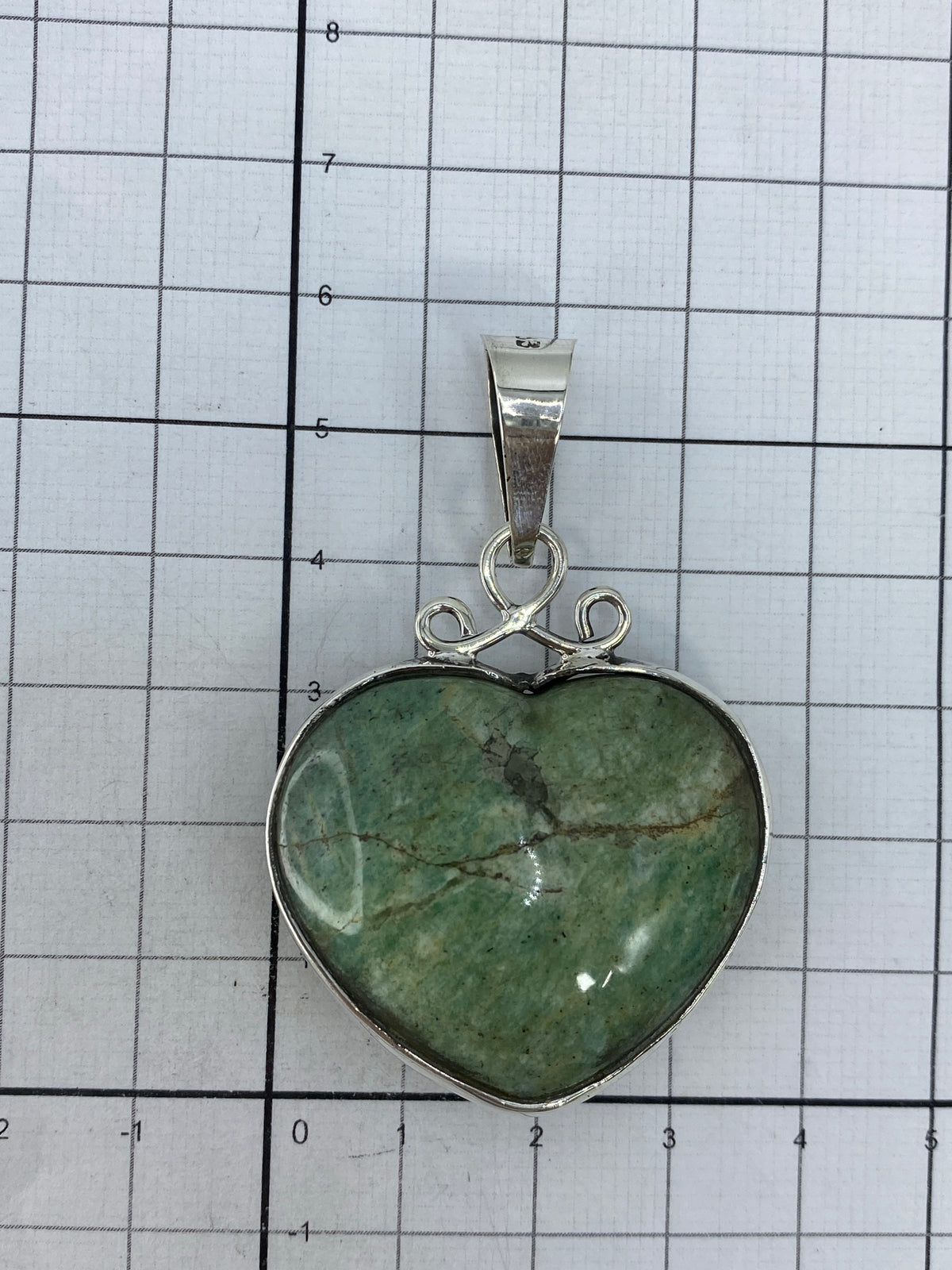 Dije de Plata 950 Corazón con Piedra Verde Olivo — foto 4