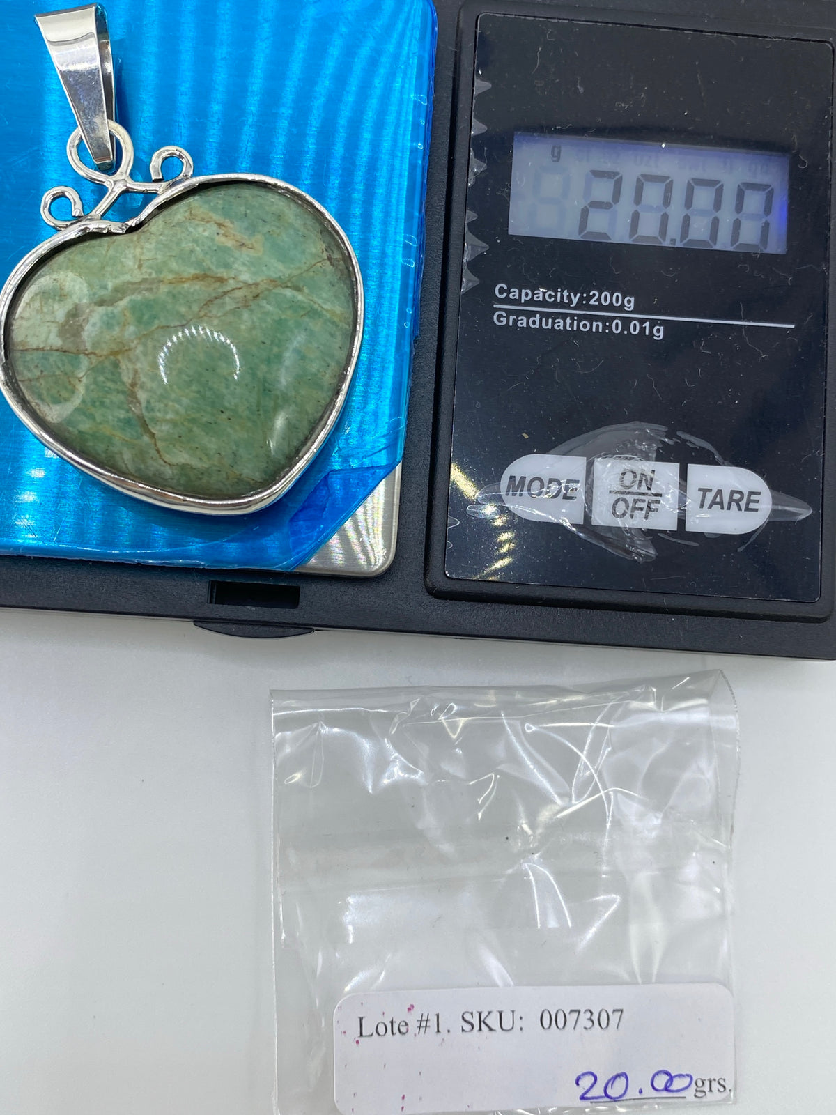 Dije de Plata 950 Corazón con Piedra Verde Olivo — foto 6