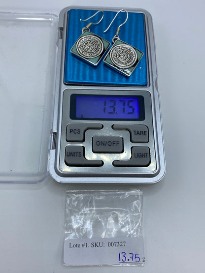 Aretes Plata Turquesa Calendario Azteca — Taxco 925 — foto 6