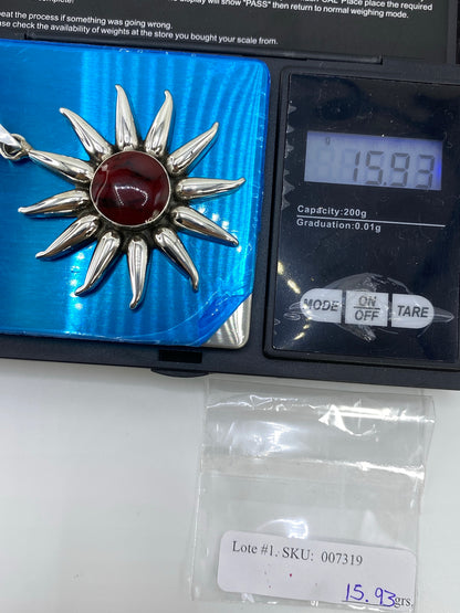 Dije Sol de Plata con Piedra Roja — Taxco 925 — foto 6