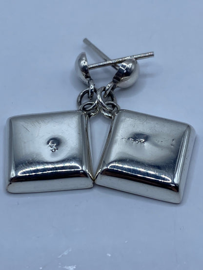 Aretes Plata con Ópalo de Fuego — Cuadrados Taxco 925 — foto 5