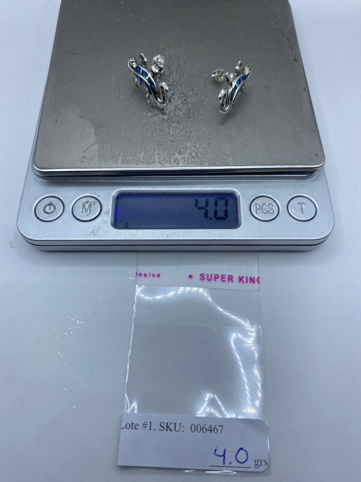 Aretes de Plata con Ópalo de Fuego Azul — Taxco 925 — foto 6